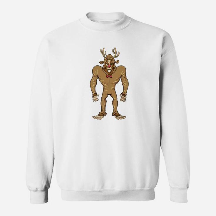Bigfoot Reindeer Christmas Shirt Funny Novelty Xmas Tee Sweat Shirt