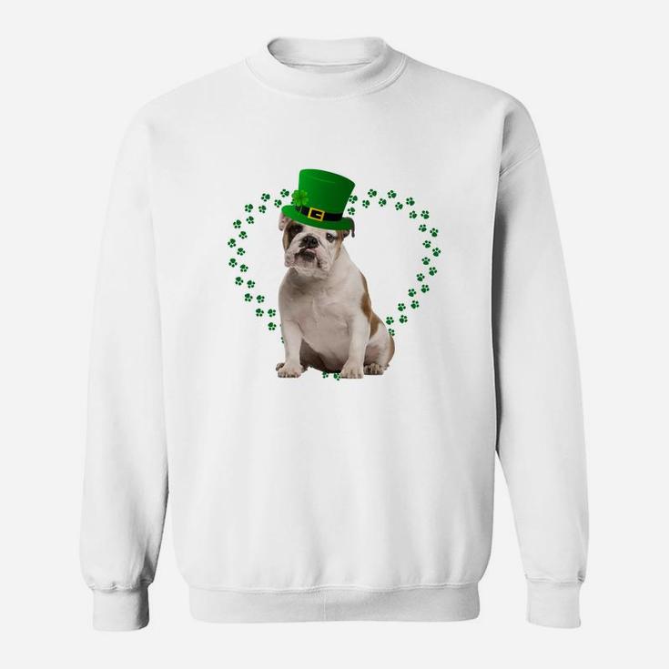 Bulldog Heart Paw Leprechaun Hat Irish St Patricks Day Gift For Dog Lovers Sweat Shirt