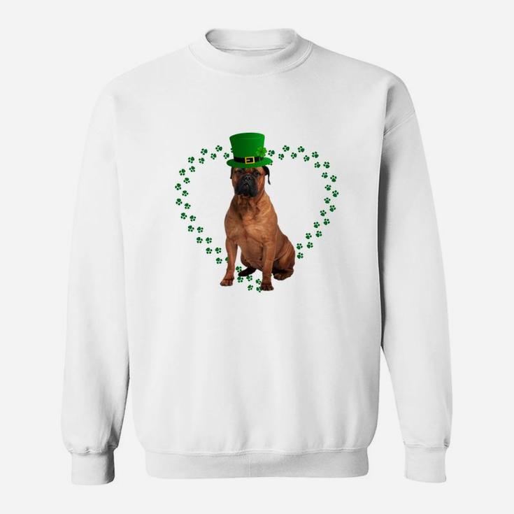 Bullmastiff Heart Paw Leprechaun Hat Irish St Patricks Day Gift For Dog Lovers Sweat Shirt