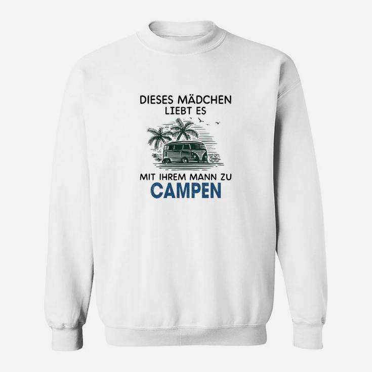 Camping Liebe Damen Sweatshirt, 'Mädchen liebt Mann Campen' Motiv