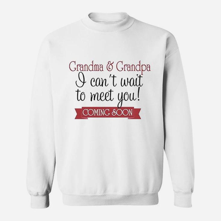 Cant Wait To Meet Grandparents Pregnancy Announcement Onepiece White Sweat Shirt
