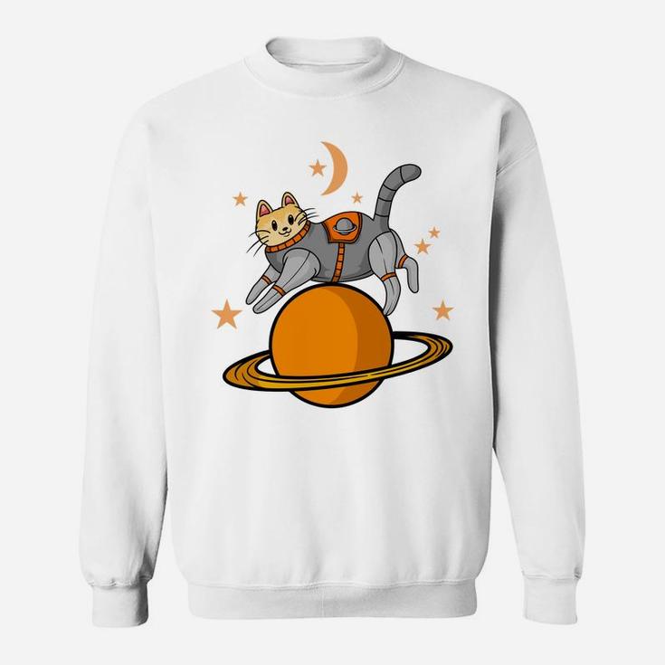 Cat Astronaut Flying In Space Cartoon Idea Pet Gift Sweatshirt