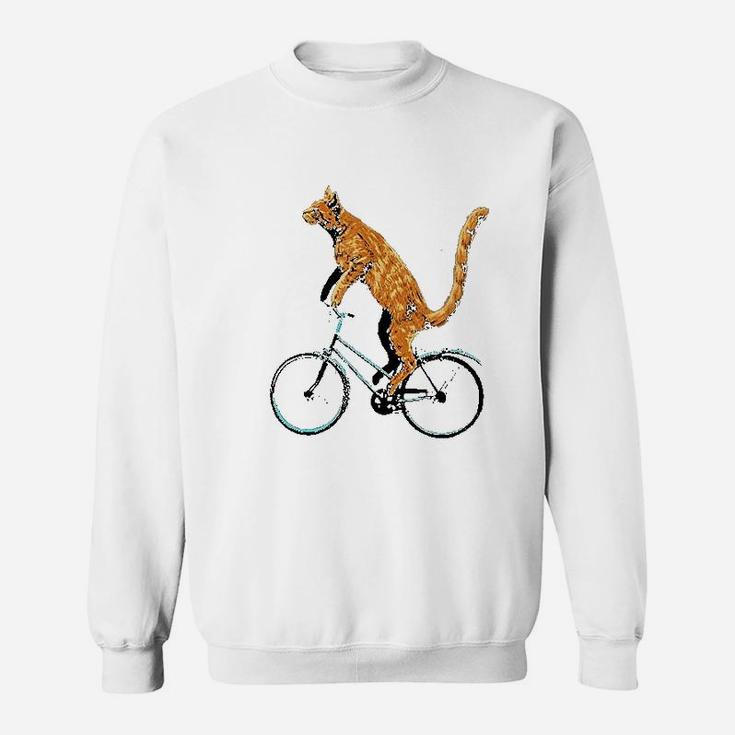 Cat Riding Bicycle Funny Cat For A Cyclist Sweat Shirt