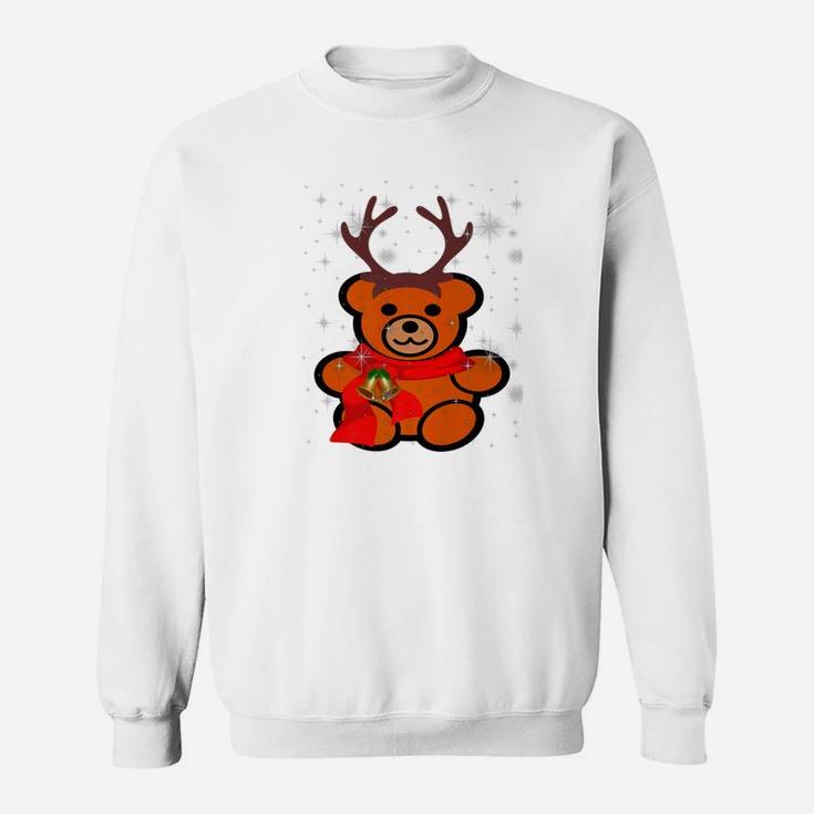 Christmas Eve Teddy Bear With Antlers In The Snow Sweat Shirt