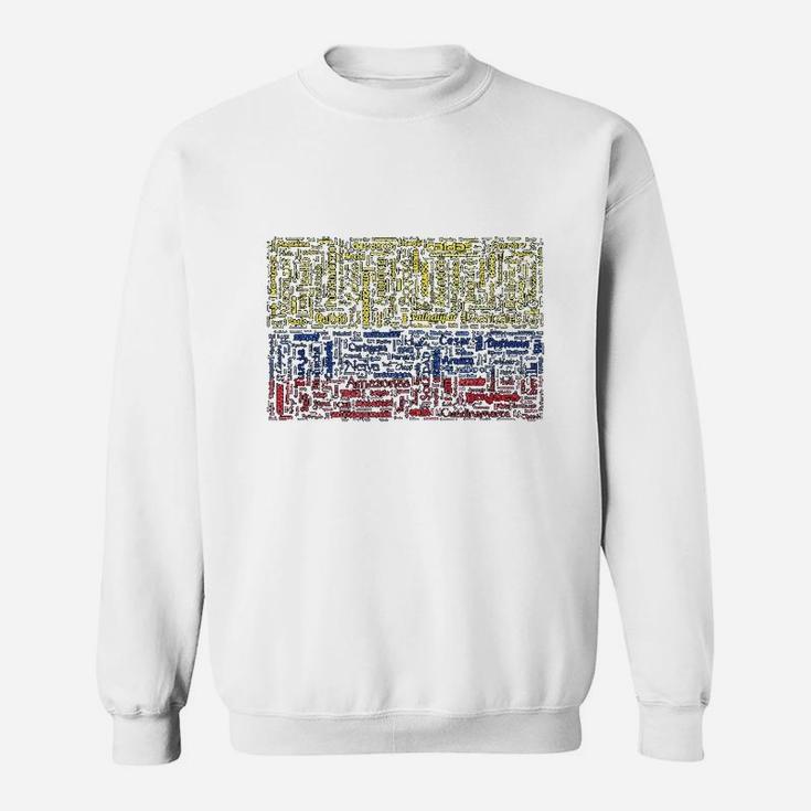 Colombian Flag With Colombian Cities Word Art Gift Sweatshirt
