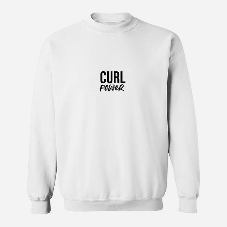 Curl Power Slogan Sweatshirt in Weiß, Locken Stärke Mode Tee