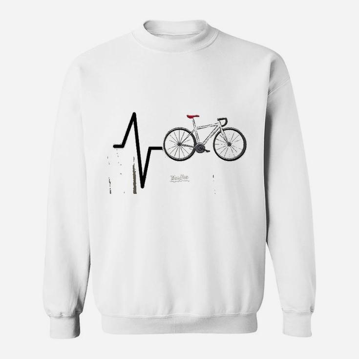 Cycling Heartbeat Cycling Themed Funny Cycling Lovers Sweat Shirt