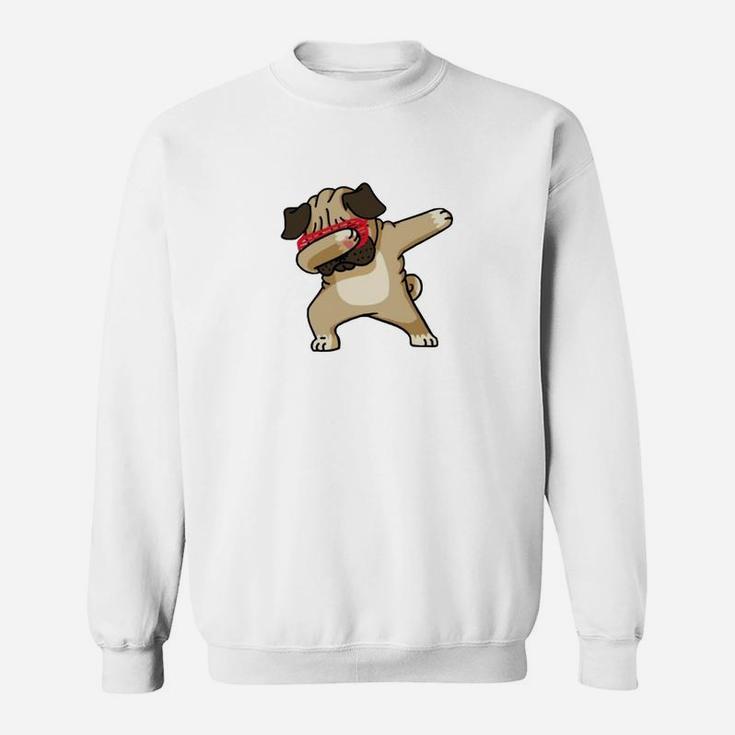 Dabbing Pug Sweatshirt, Lustiges Hundemotiv für Pug Fans