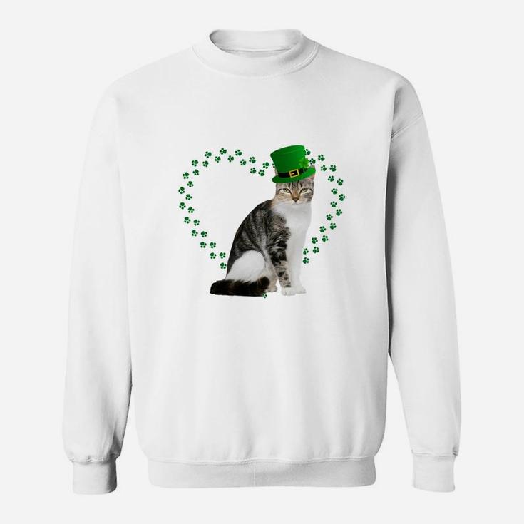 European Shorthair Heart Paw Leprechaun Hat Irish St Patricks Day Gift For Cat Lovers Sweat Shirt
