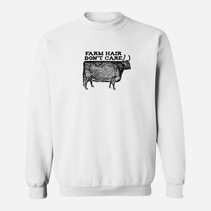 Farm Hair Dont Care Funny Cow Animal Lover Vintage Sweat Shirt