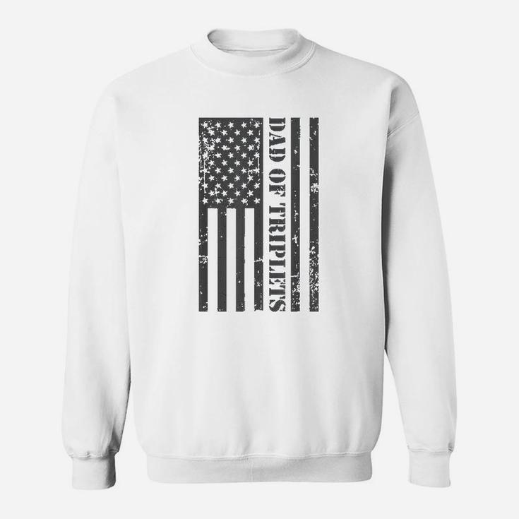 Fathers Day Triplet Dad American Flag Dad Of Triplets Gif Sweat Shirt