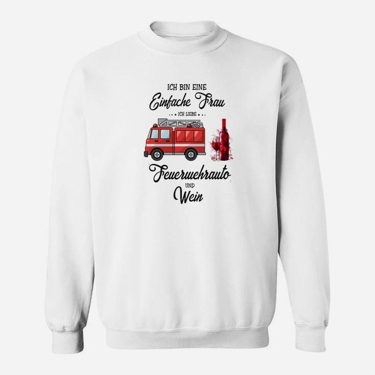 Feuerwehrauto Weinliebhaber Sweatshirt für Damen Einfache Frau Weiß