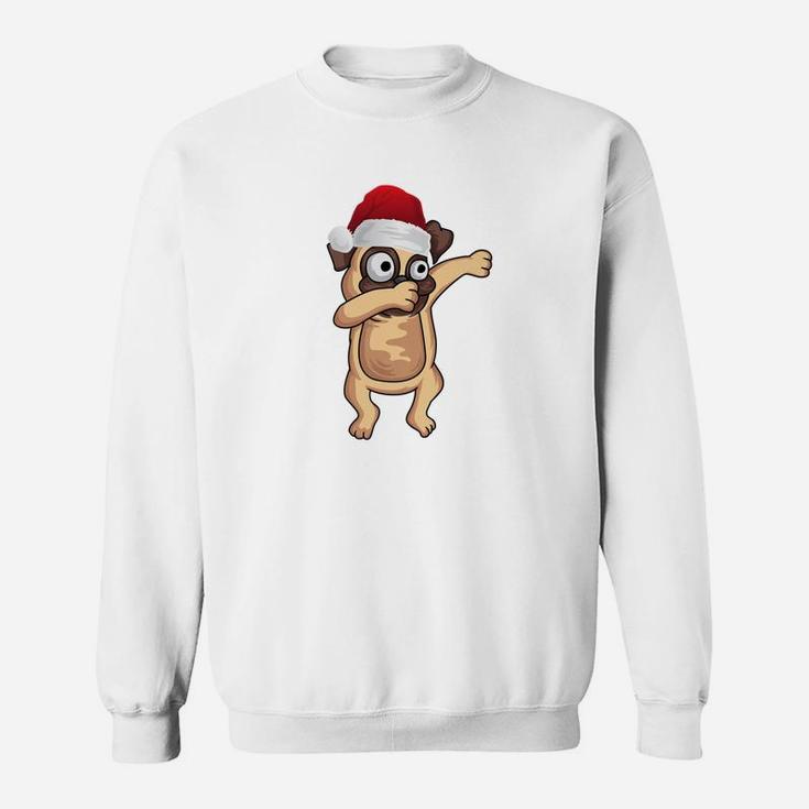 Funny Dab Dabbing Pug Christmas Xmas Dog Santa Gift Sweat Shirt