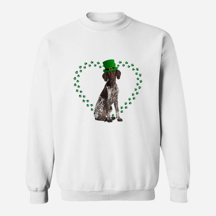 German Shorthair Pointer Heart Paw Leprechaun Hat Irish St Patricks Day Gift For Dog Lovers Sweat Shirt