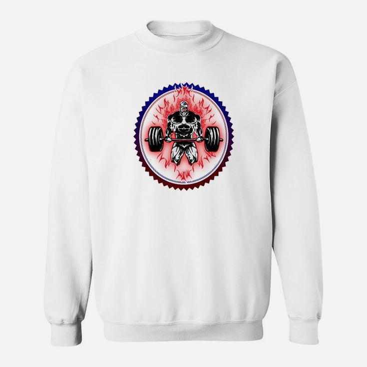 Gewichtheber Frosch Herren Sweatshirt, Motiv im Kreisstern Design