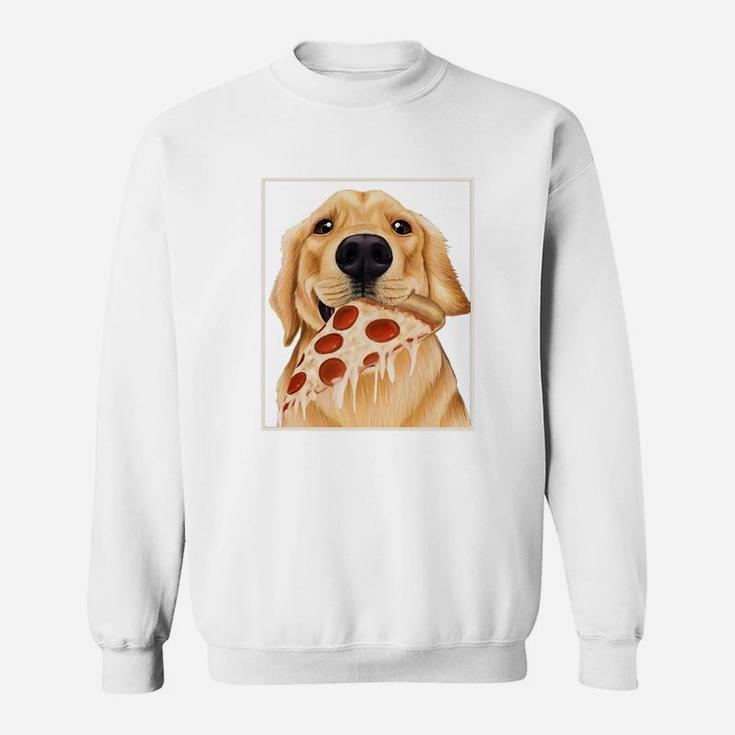 Golden Retriever Eating Pizza Dog With A Slice Of Pizza Sweat Shirt