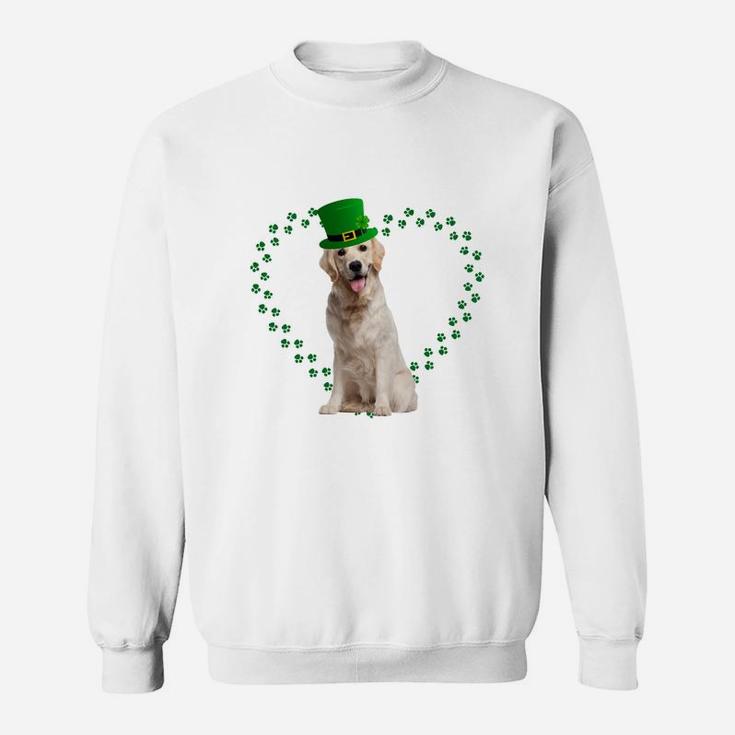 Golden Retriever Heart Paw Leprechaun Hat Irish St Patricks Day Gift For Dog Lovers Sweat Shirt