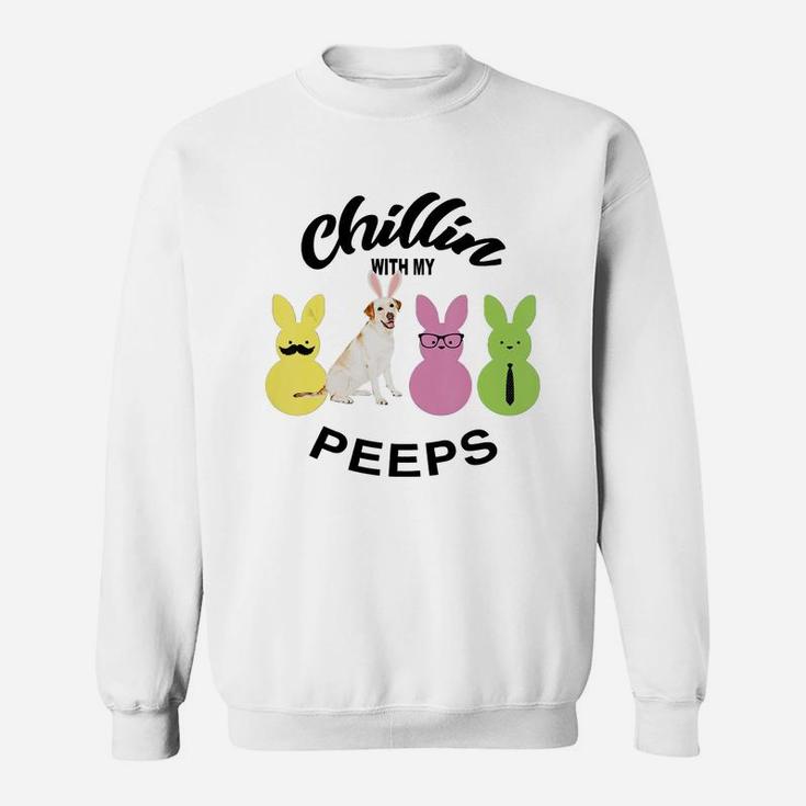 Happy 2021 Easter Bunny Cute Labrador Retriever Chilling With My Peeps Gift For Dog Lovers Sweat Shirt