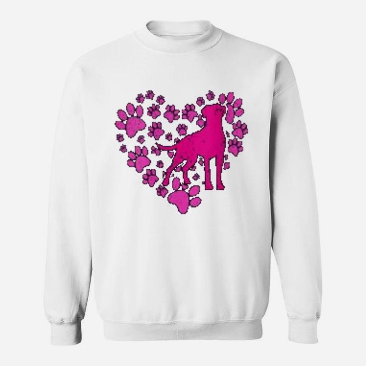 Heart Dog Paws Print Love Valentines Day Sweat Shirt