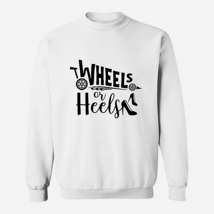 Heels Or Wheels Gender Reveal For Mom Dad Party Shower Sweat Shirt