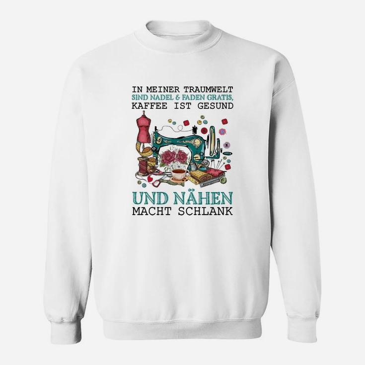 Herren Sweatshirt mit Näh-Kaffee Spruch, Lustiges Tee für Hobbynäher