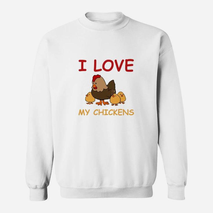 I Love My Chickens Sweatshirt mit Cartoon-Hühnern für Geflügelliebhaber
