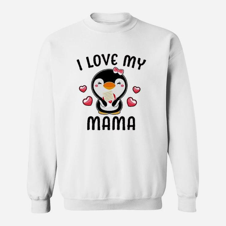I Love My Mama With Cute Penguin And Hearts Sweat Shirt