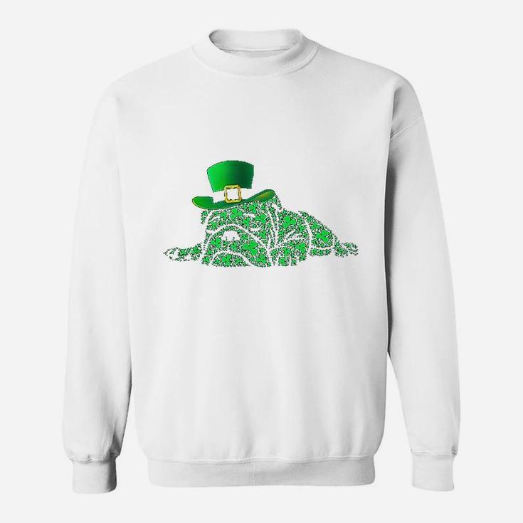 Irish English Bulldog Shamrocks Green Hat St Patricks Day Sweat Shirt