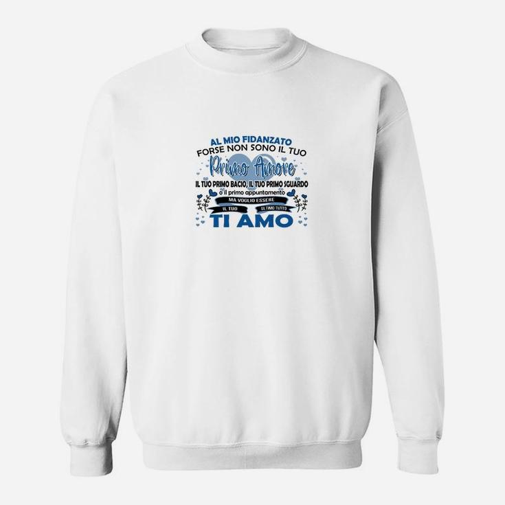 Italienisches Design Weißes Sweatshirt Ti Amo, Liebe Botschaft Motiv