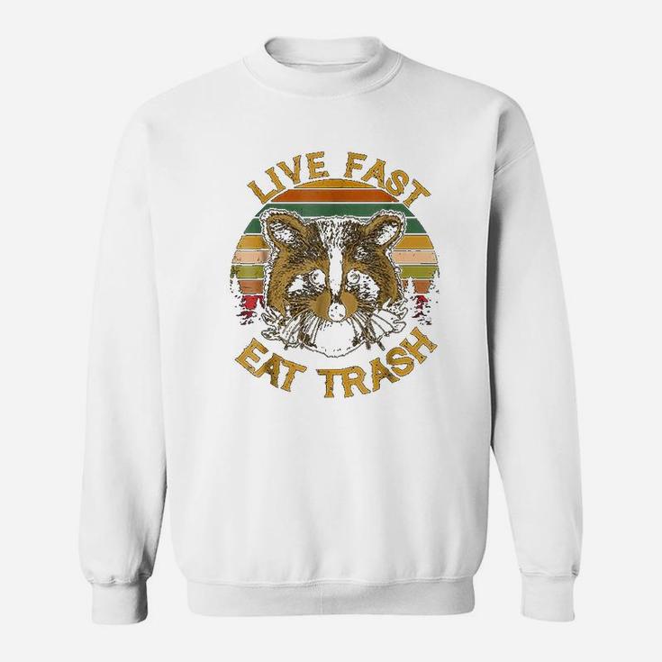 Live Fast Eat Funny Raccoon Camping Vintage Sweat Shirt