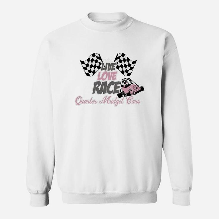 Live Love Race Quarter Midget Cars Shirt Pink Gray Grey Sweat Shirt