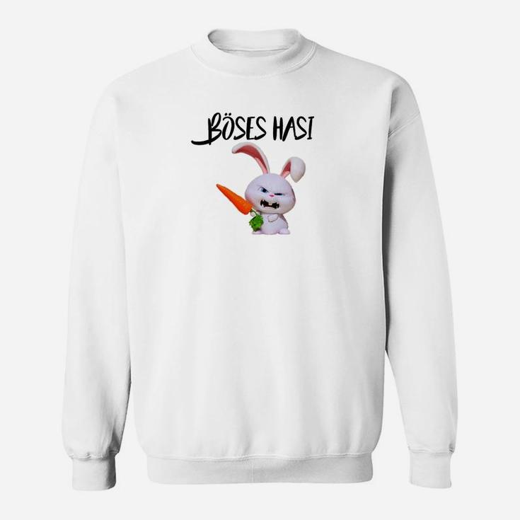 Lustiges Häschen-Sweatshirt mit Karotte, Böses Hasi Motiv