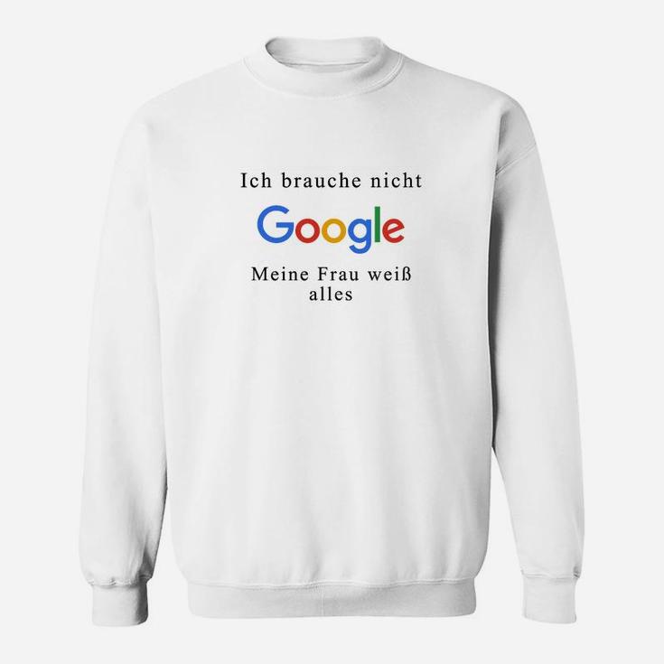 Lustiges Herren Sweatshirt Google Nicht Nötig, Frau Weiß Alles