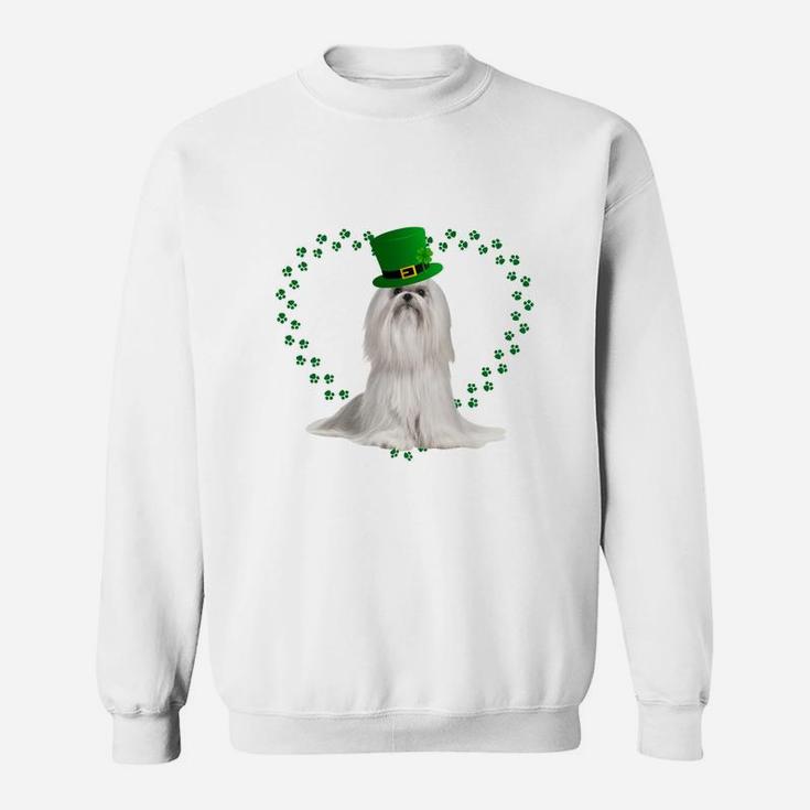 Maltese Heart Paw Leprechaun Hat Irish St Patricks Day Gift For Dog Lovers Sweat Shirt