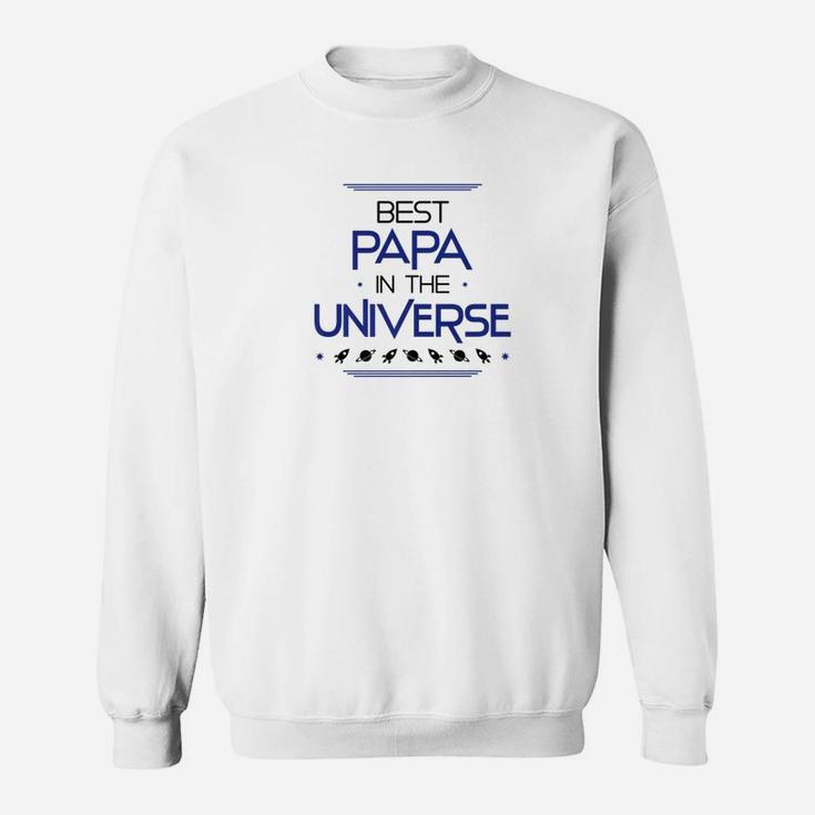 Mens Best Papa In The Universe Fathers Day Gifts Space Kids Premium Sweat Shirt