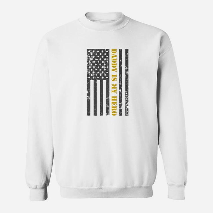 Mens Fathers Day 4th Of July American Flag Daddy Is My Hero Premium Sweat Shirt