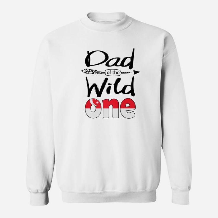 Mens White Singaporean Dad Of The Wild One Birthday Singapore Premium Sweat Shirt