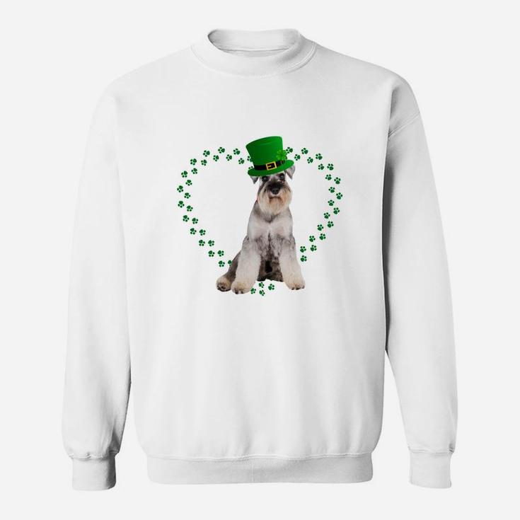 Miniature Schnauzer Heart Paw Leprechaun Hat Irish St Patricks Day Gift For Dog Lovers Sweat Shirt