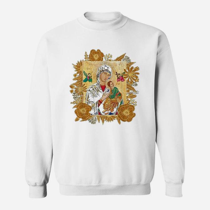 Our Lady Of Perpetual Help Blessed Mother Mary Catholic Icon Sweat Shirt