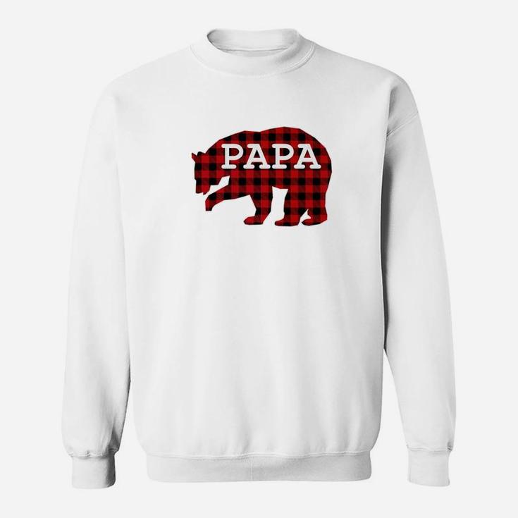 Papa Bear Matching Buffalo Family Christmas Pajama Sweat Shirt