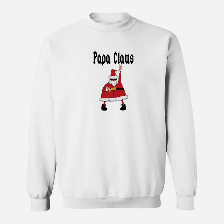 Papa Claus Funny Rocker Christmas Hipster Dad Father Sweat Shirt