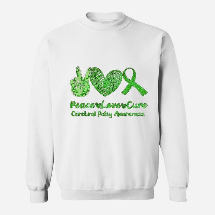 Peace Love Cure Cerebral Palsy Cp Support Green Gift Sweat Shirt