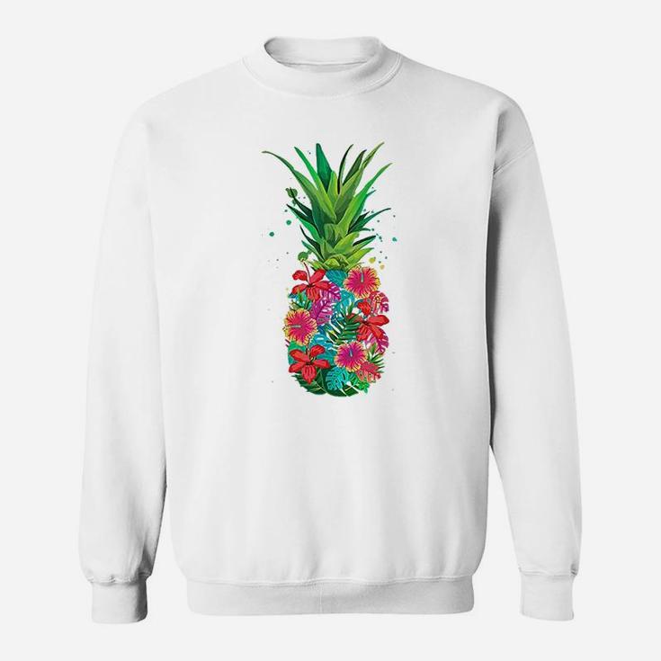 Pineapple Flowers Aloha Hawaii Vintage Hawaiian Sweat Shirt