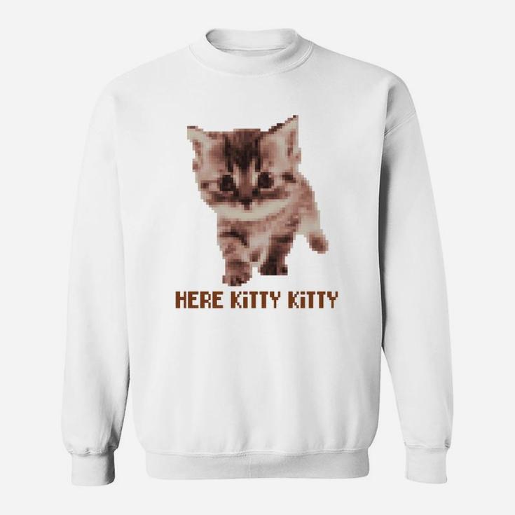 Pixel Art Here Kitty Kitty Cat Lovers Long Sleeve T Shirt Seseable UK