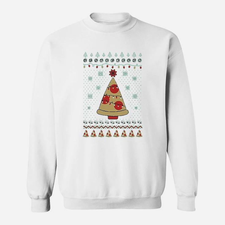 Pizza Ugly Christmas Xmas Pizza Tree Sweat Shirt