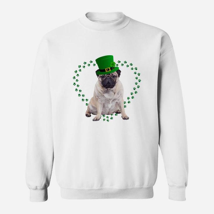 Pug Heart Paw Leprechaun Hat Irish St Patricks Day Gift For Dog Lovers Sweat Shirt