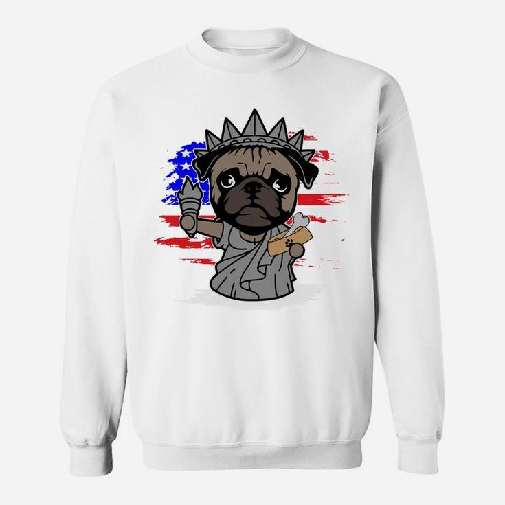 Pug Statue Of Liberty Memorial Day 4th Of July Sweat Shirt