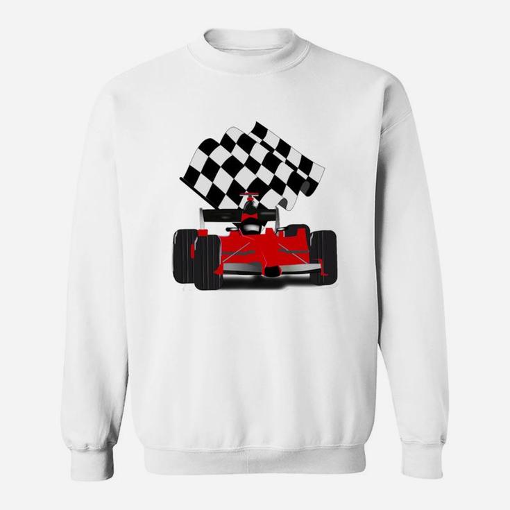 Red Race Car With Checkered Flag Sweat Shirt