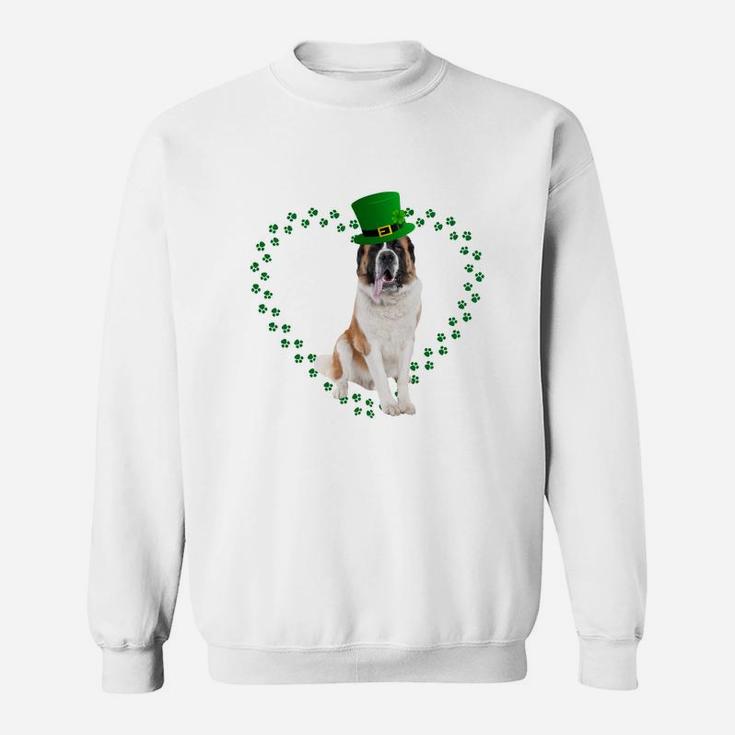Saint Bernard Heart Paw Leprechaun Hat Irish St Patricks Day Gift For Dog Lovers Sweat Shirt