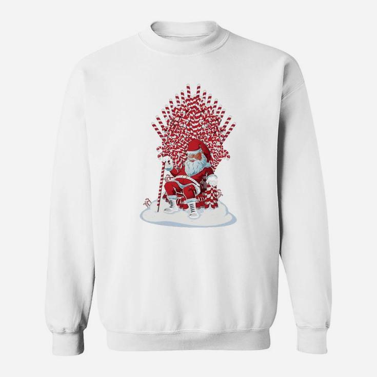 Santa On Candy Cane Throne Funny Christmas T-shirt Large Sweat Shirt